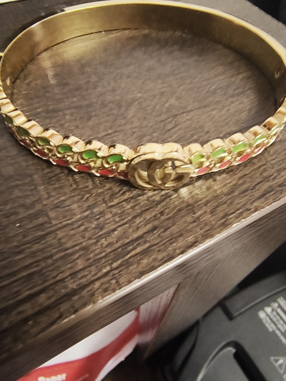 Gold Tone Upcycle  Bangle Bracelet 6 3/4